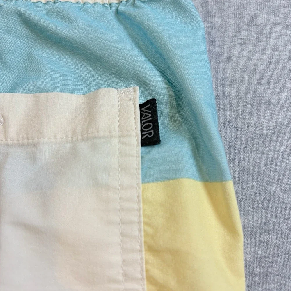 Valor Collective Boys L Swim Trunks Drawstring Striped Board Shorts